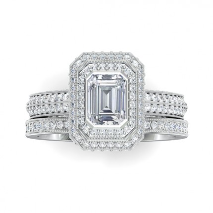 Custom Wedding Band 3 Diamond Ring in 18kt White Gold AU